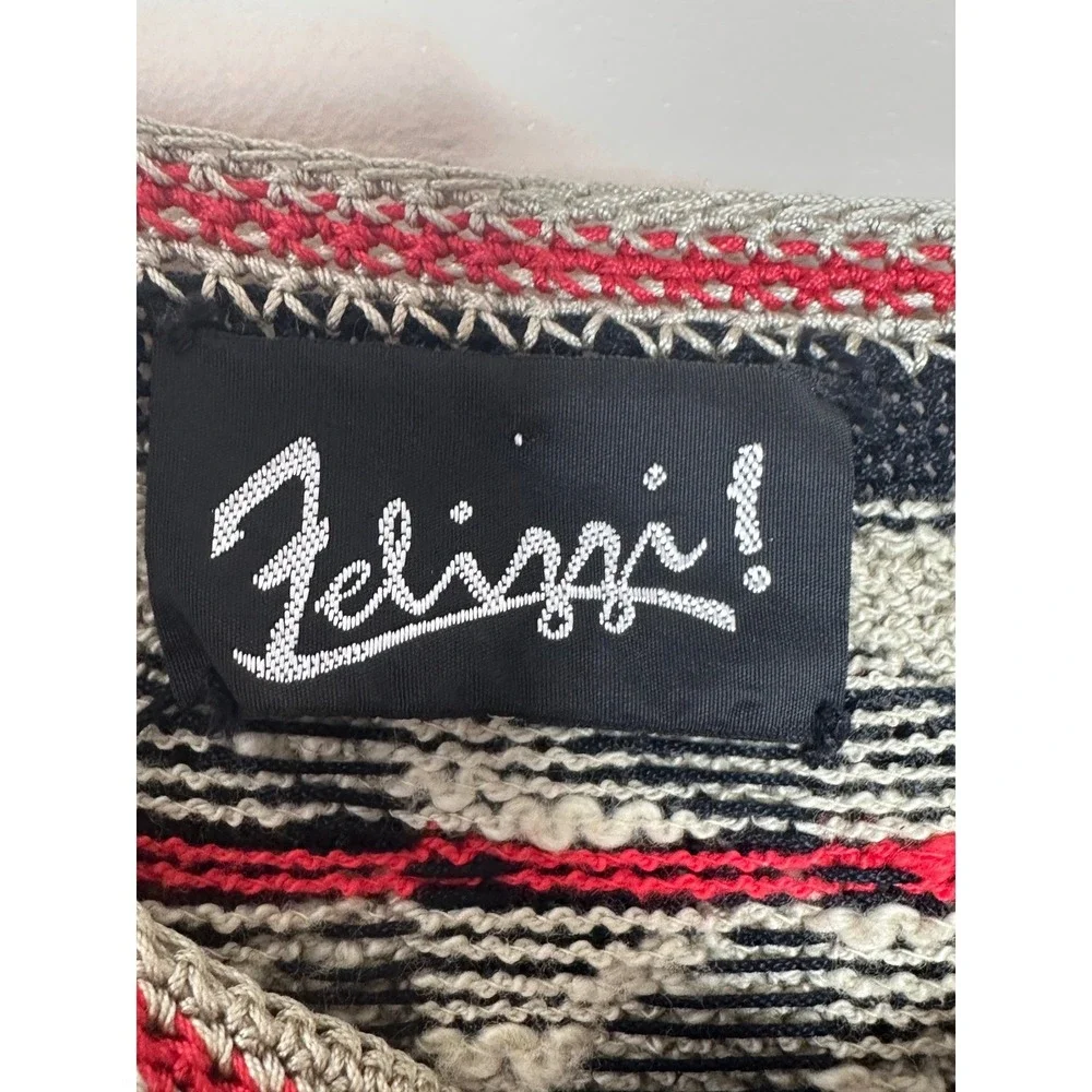 Vintage Felizzi! Women's M Kokopelli Hand Loomed Cotton Cardigan Sweater Red
